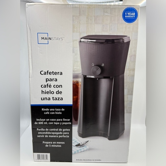MAINSTAYS Single Serve Iced Coffee Maker with 20 oz Tumbler Reusable Filter - Picture 3 of 6